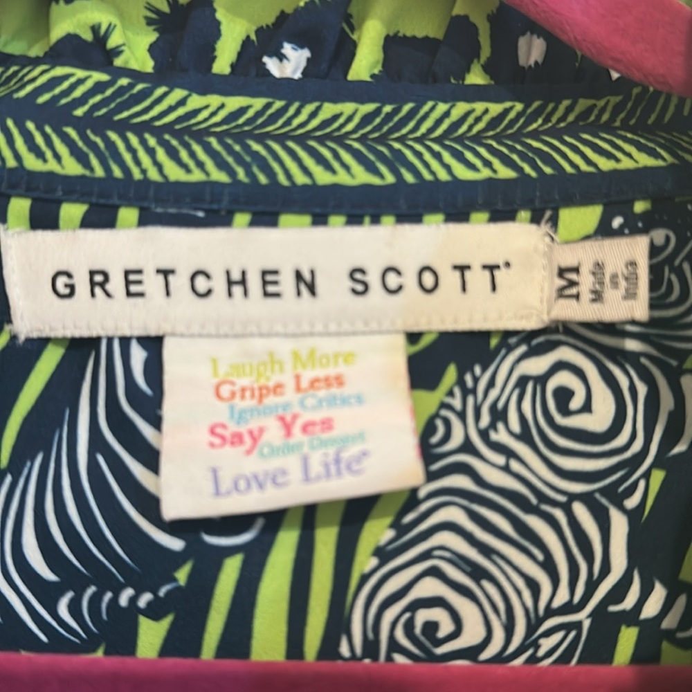 Gretchen Scott Bright Green and Navy Floral-Print Tiered Mini Dress - Picture 3 of 4